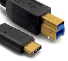Kabel USB-C male 3.0 <-> USB B male, 2m, zwart, 5Gbs